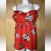 American Eagle Outfitters Tops | American Eagle Floral Spaghetti Strap Tank Top Babydoll Size Medium Euc | Color: Red | Size: M