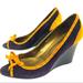 J. Crew Shoes | Jcrew Etta Suede Peep Toe Wedges | Color: Orange/Purple | Size: 7