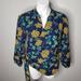 J. Crew Tops | J Crew Womens Drapey Crepe Wrap Blouse Navy Yellow Floral Top Sz Medium K0747 | Color: Blue | Size: M