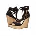 Michael Kors Shoes | Michael Kors Lilah Wedge Canvas Sandal Platform Heel Open Toe Lace Up Espadrille | Color: Black/Brown | Size: 6.5