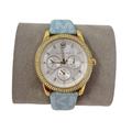 Michael Kors Accessories | Michael Kors Tibby Women Gold Tone Chronograph Blue Strap 40mm Watch Mk2965 $275 | Color: Blue/Gold/Tan/White | Size: Os
