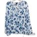 American Eagle Outfitters Tops | American Eagle Outfitters Floral V-Neck Boho Bell Sleeve Top | Color: Blue/White | Size: L