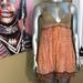 Free People Dresses | Free People Bohemian Crochet Burlap Mini Beaded Dress Xs Small Orange Boho Tan | Color: Brown/Orange | Size: Xs