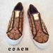 Coach Shoes | Euc Coach Leather-Trim Slip-On Sneakers | Color: Brown/Gold | Size: 6