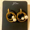 J. Crew Jewelry | J. Crew Golden Hoop Earrings With Pearls | Color: Gold/White | Size: Os