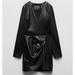 Zara Dresses | Black Faux Leather Zara Dress Size Xs | Color: Black | Size: Xs