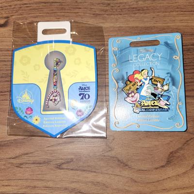 Disney Other | Disney 70th Anniversary Limited Edition Alice In Wonderland Pin Bundle - New | Color: Blue/Yellow | Size: Os