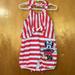 Disney One Pieces | *Euc*Disney Baby Minnie Mouse Romper W/ Headband Size 18-24 Months | Color: Red/White | Size: 18-24mb