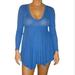 Free People Dresses | Free People Blue Long Sleeve Mini Dress Hi Low Size X Small | Color: Blue | Size: Xs
