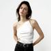 Zara Tops | Host Pick Zara Jewel Strap Asymmetric Top Size L | Color: Silver/White | Size: L