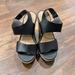 J. Crew Shoes | J. Crew Black Leather Wedge Sandals | Color: Black | Size: 6