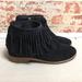 Kate Spade Shoes | Kate Spade Black Suede Fringe Ankle Booties 7.5 Leather Ankle | Color: Black/Gold | Size: 7.5