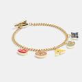 Coach Jewelry | Coach Rhinestone And Enamel Initial Charm Bracelet | Color: Gold | Size: 7 In