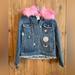 Disney Jackets & Coats | Disney Pocahontas Jean Jacket With Removable Faux Fur Collar In Size 5/6 - Nwt | Color: Pink/Red | Size: 5/6