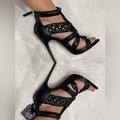 Zara Shoes | Brand New Zara Abierto Tac Heel Sandal | Color: Black | Size: 5