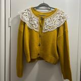 Anthropologie Sweaters | Anthropologie Maeve Acrylic Alpaka Cardigan Sweater | Color: White/Yellow | Size: Xl