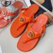 Michael Kors Shoes | (New+Tag) Michael Kors Carmen Thong Sandals Poppy Orange Size 10 Women | Color: Gold/Orange | Size: 10