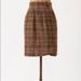 Anthropologie Skirts | Anthropologie Skirt | Odille By Anthropologie Wool Blend Plaid Skirt | Size 4 | Color: Brown/Purple | Size: 4