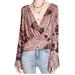 Free People Tops | Free People Fiona Paisley Rayon Wrap Bell Sleeve Top Xs Boho Retro Brown | Color: Brown/Orange | Size: Xs