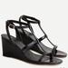 J. Crew Shoes | J. Crew T-Strap Wedges In Croc-Embossed Leather Black 8 Women’s Sandal Wedge | Color: Black | Size: 8