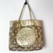 Coach Bags | Coach Julia Op Art Metallic Gold Logo Jacquard & Leather Tote Purse Handbag | Color: Gold/Tan | Size: Os