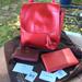 Coach Accessories | Bundle: Coach Red Metallics 3 Htf/Rare Leather Pcs (Slight Contrasts) | Color: Red | Size: 3 Pc Leather Bundle (See Pics/Description)