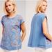 Anthropologie Tops | Akemi + Kin | Anthropologie Embroidered - Sequins Embellished Top | Color: Blue/Gold | Size: S