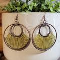 Zara Jewelry | Last Pair Retro String Art Copper Hoop Drop Earrings | Color: Brown/Yellow | Size: Os