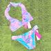 Lilly Pulitzer Swim | *Nwt* Lilly Pulitzer Swim Bikini Set - Ruffle Halter Top & Hi-Cut Bottoms | Color: Blue/Pink | Size: Various