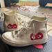 Converse Shoes | Comme Des Garons Converse Chuck Taylor All Star Peek-A-Boo High-Top Sneakers | Color: Cream/White | Size: 8