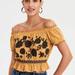 American Eagle Outfitters Tops | American Eagle Off The Shoulder Floral Embroidered Top Small | Color: Yellow | Size: S