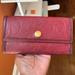 Coach Bags | Coach Leather Signature Logo Imprinted Red Maroon Tri-Fold Wallet | Color: Red | Size: Os