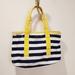 J. Crew Bags | J Crew Canvas Striped Medium Tote | Color: Blue/Gold | Size: Os