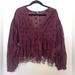 Free People Tops | Free People Maroon Flowy Long Sleeve Top With Puffy Sleeves, Size L | Color: Red | Size: L