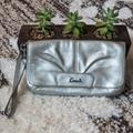 Coach Bags | Genuine Leather Silver Coach Wristlet / Clutch | Color: Silver | Size: Os