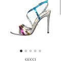 Gucci Shoes | Gucci Sequin Embellishments Slingback Sandals Size 36.5 | Color: Blue/Gold/Pink/Silver | Size: 6.5