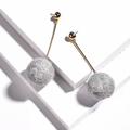 Anthropologie Jewelry | 2/$35 Anthropologie Gold Plated Gray Felted Wool Pom Poms Long Drop Ear | Color: Gold/Gray | Size: Os