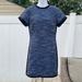 Madewell Dresses | Guc Madewell Shimmer Weave Blue Metallic Black Panel Tweed Shift Dress Size 6 | Color: Black/Blue | Size: 6