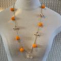 J. Crew Jewelry | J Crew Orange Gold Beaded Ball Accent Necklace | Color: Gold/Orange | Size: Os