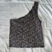 American Eagle Outfitters Tops | American Eagle One Shoulder Floral Multi Crop Top Size M Nwt! | Color: Black/Cream | Size: M