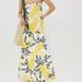 Anthropologie Dresses | Anthropologie Floral Flounced Maxi Dress Pineapples Strapless L | Color: Blue/Yellow | Size: L