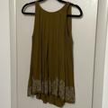 Anthropologie Tops | Anthropologie Pleaded Green Brown Beaded Sleeveless Top Size 8 | Color: Green | Size: 8