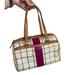 Coach Bags | Coach Cream Plaid Satchel Purse | Color: Cream/Pink | Size: Os