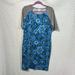 Lularoe Dresses | Lularoe Julia Blue & Gray Floral Pattern Knee Length Dress | Color: Blue/Gray | Size: L