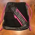 Adidas Bags | Adidas Backpack Drawstring Pink / Black 3 Pockets. Euc | Color: Black/Pink | Size: Os