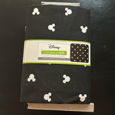 Disney Other | Disney Licensed Poplin Fabric For Sewing Crafts Mickey Mouse Silhouette Heads | Color: Black/White | Size: Os