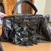 Jessica Simpson Bags | Jessica Simpson Vintage Black Ruffle Faux Alligator Purse 15” X 9” X 3.5” Euc | Color: Black | Size: Os