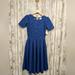 Lularoe Dresses | Lularoe Amelia Dress Blue Textured Feathers Fit & Flare Pockets Pleated Xs Nwt | Color: Blue | Size: Xs