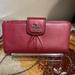 Coach Bags | Coach Dark Pink Pleated Leather Wallet W/ 12 Cc Slots& Id Slot. Long Pockets.Guc | Color: Pink | Size: 6 3/4” X 4” X 1”