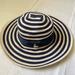 Disney Accessories | Disney Parks Mickey Mouse Striped Wide Brim Adults Hat | Color: Blue/Cream | Size: Os